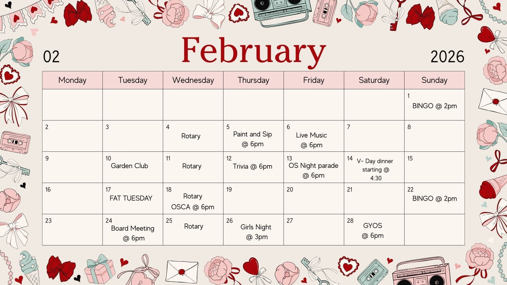 Event Calendar February 2026